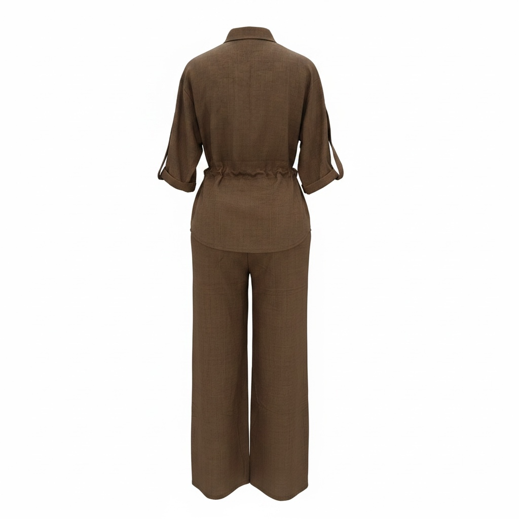 Tie-Waist Shirt & Wide-Leg Linen Pant Set