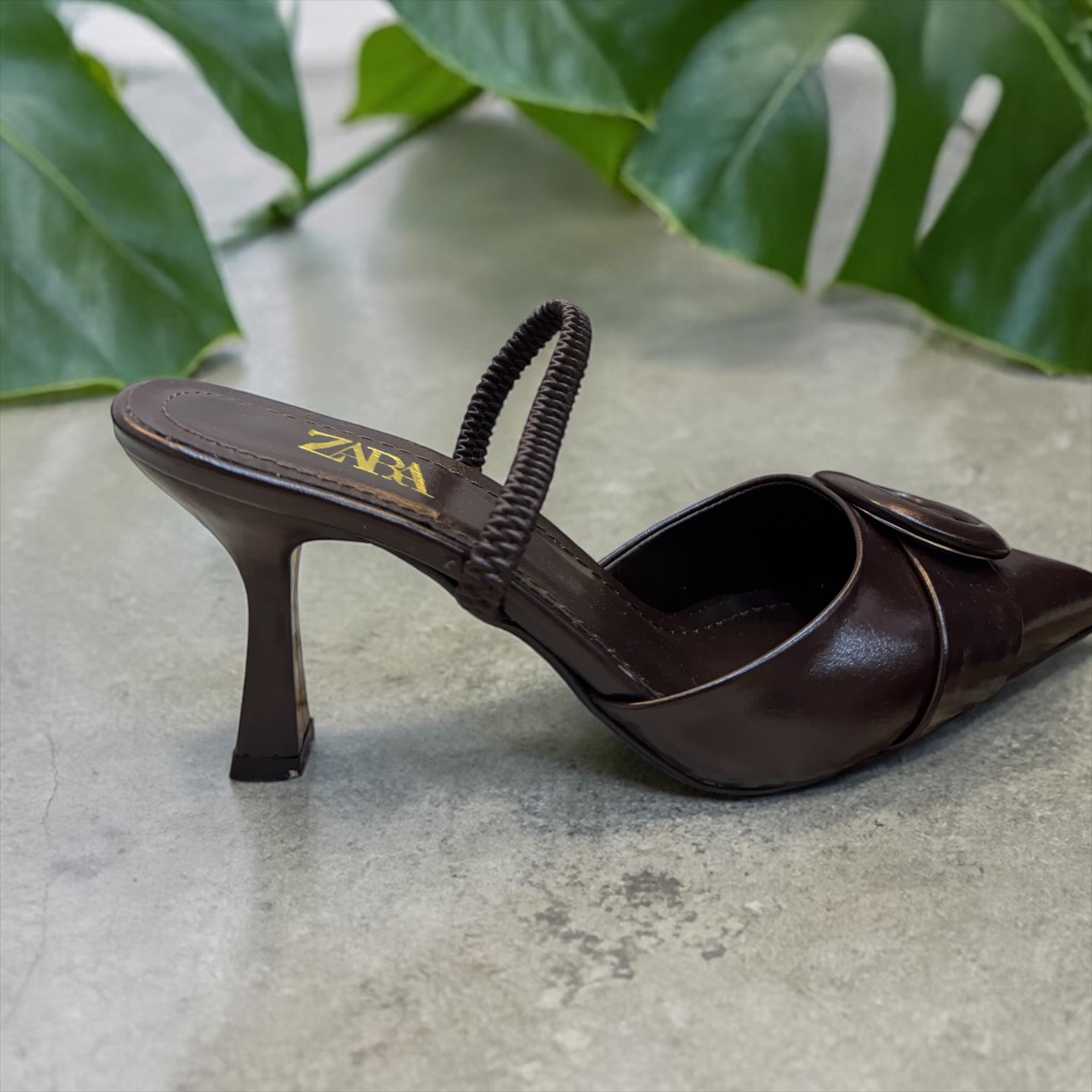 ZARA Sculptural Buckle Pointed Mules