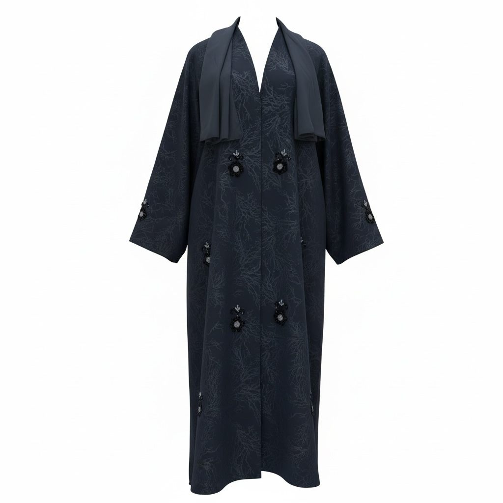 Luxe Embellished Jacquard Abaya