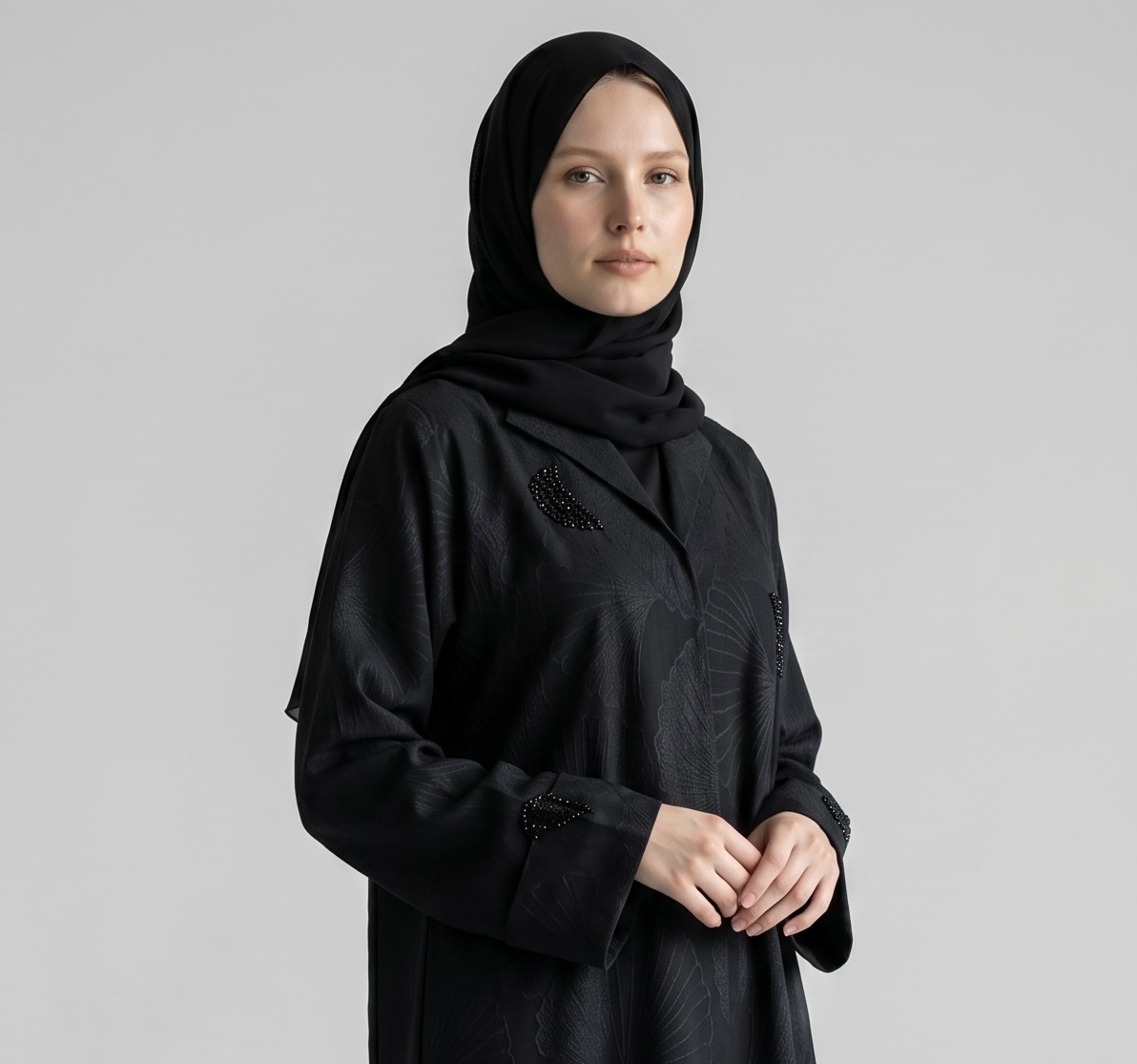 Elegant Beaded Floral Abaya