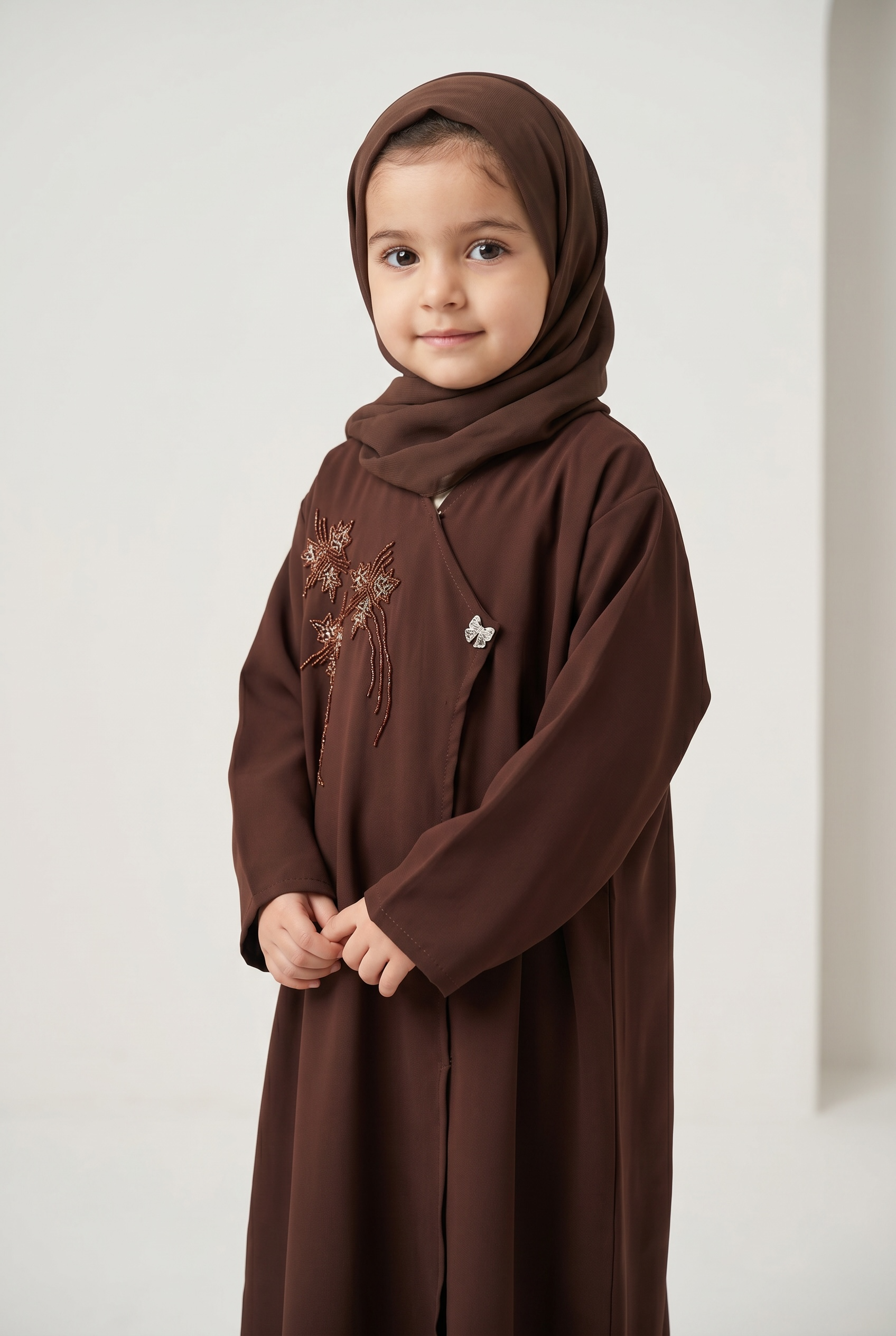 Tweens Embroidered Floral Abaya