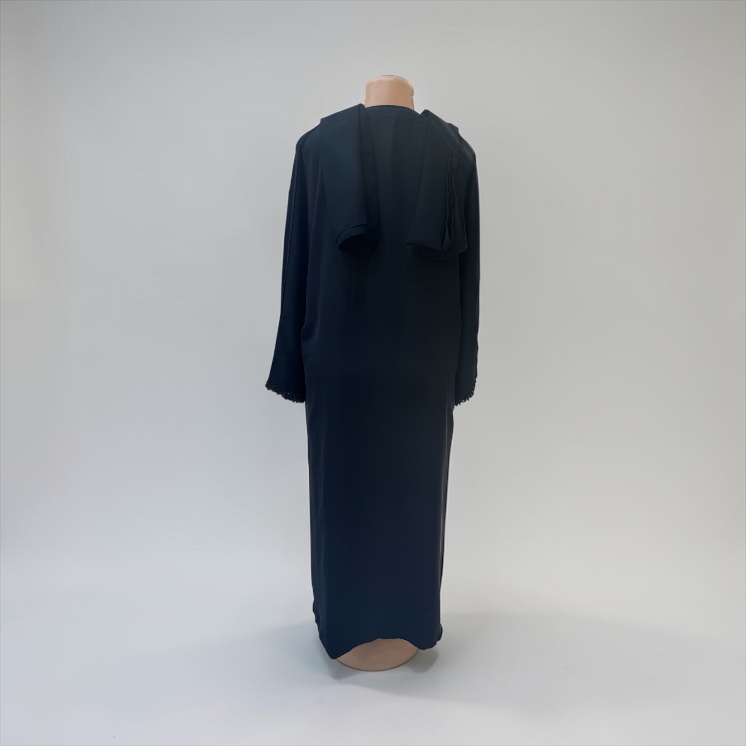 Contemporary Beaded Abaya with Lace Accents