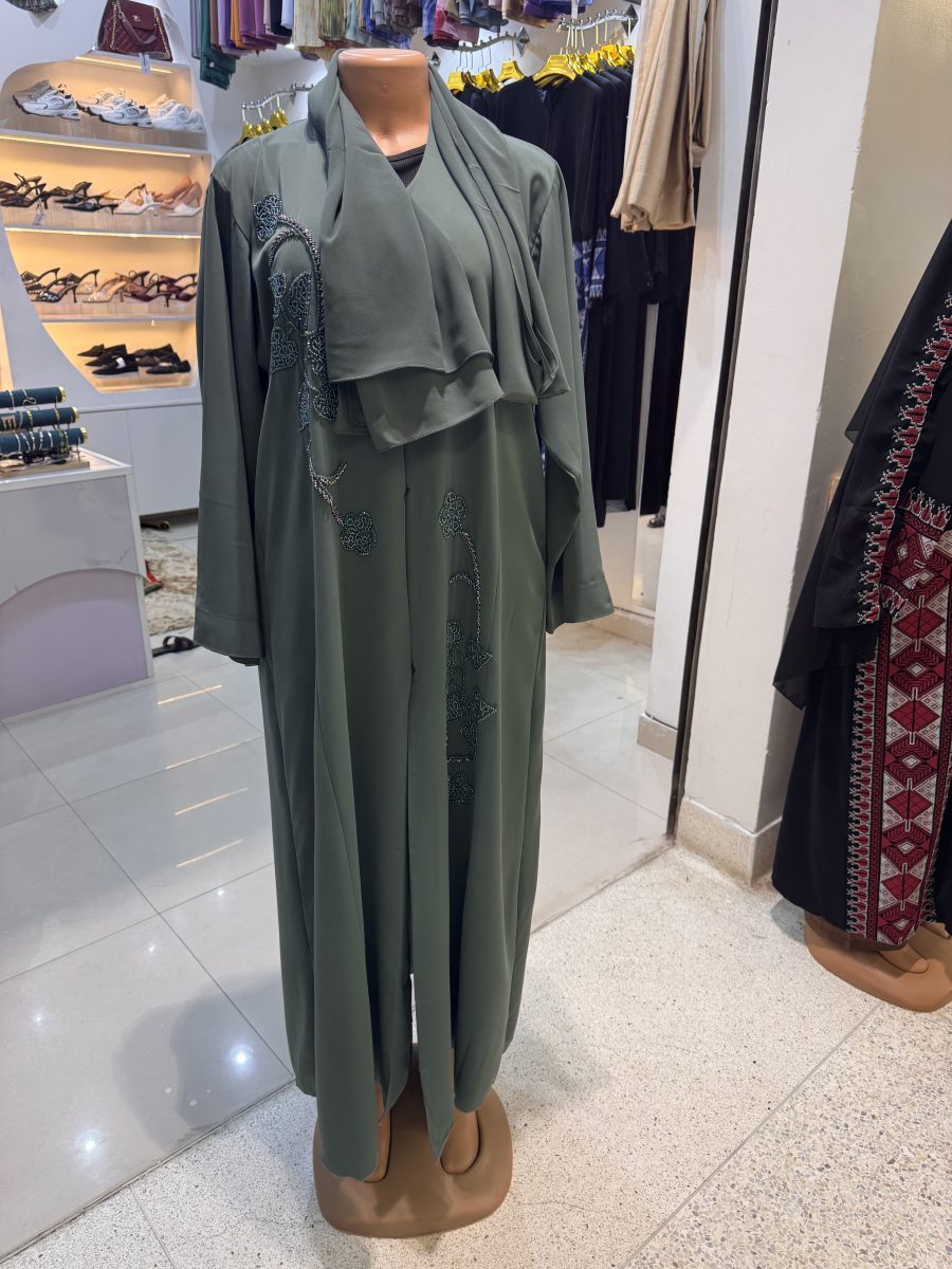 Tonal Embroidered Open Abaya