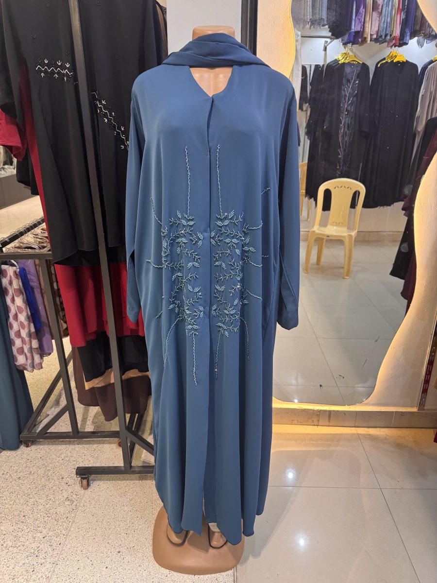 Embellished Floral Open Abaya
