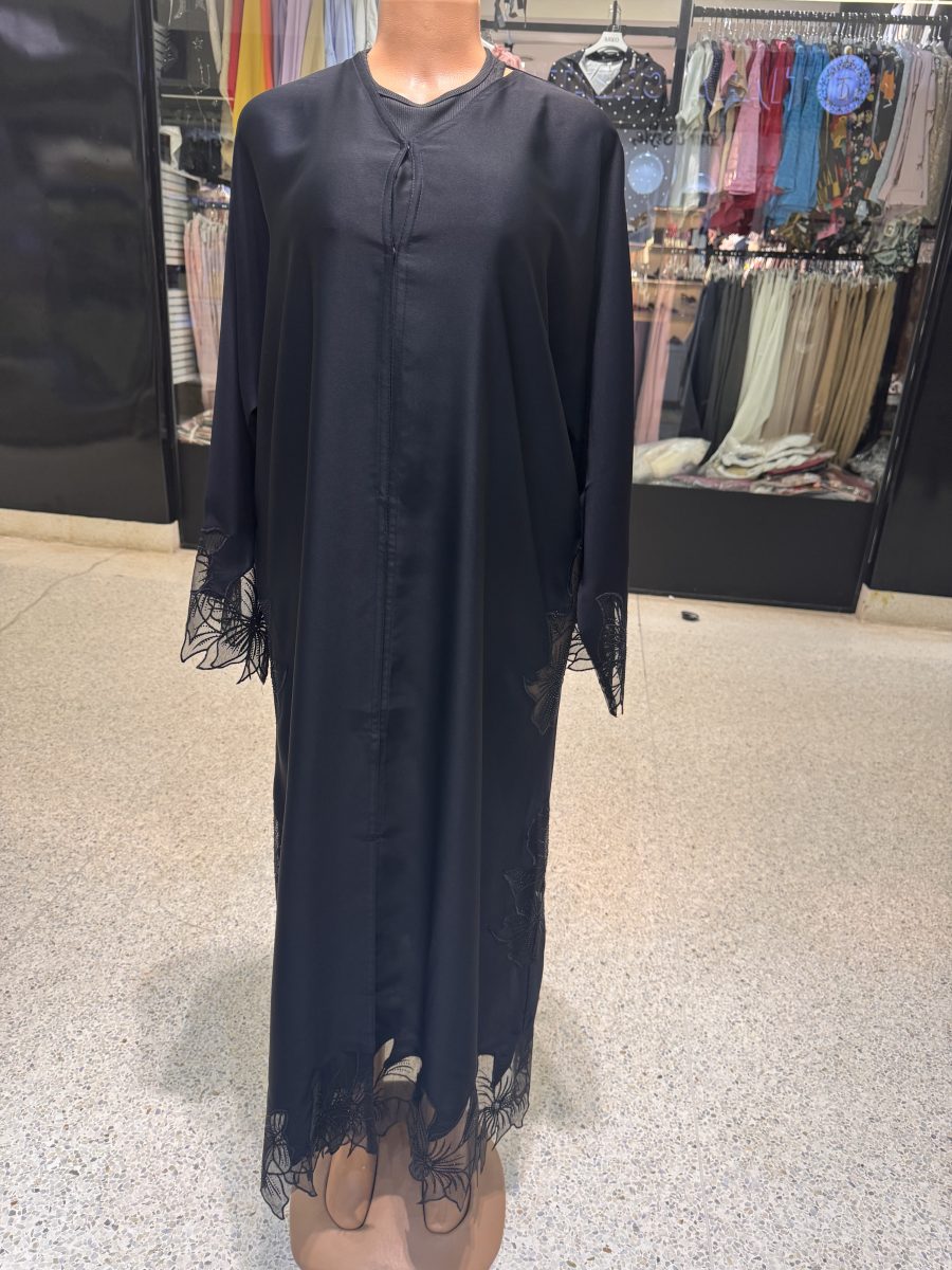 Classic Lace Detail Open Abaya