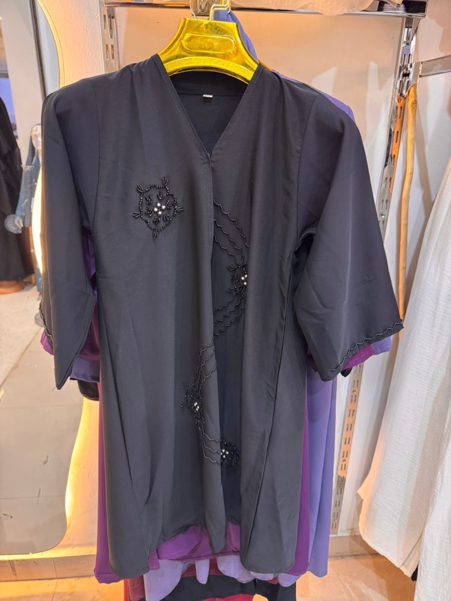 Beaded Button-Front Open Abaya