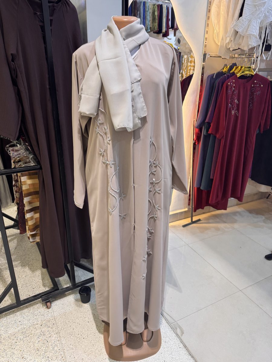 Classic Embroidered Panel Open Abaya