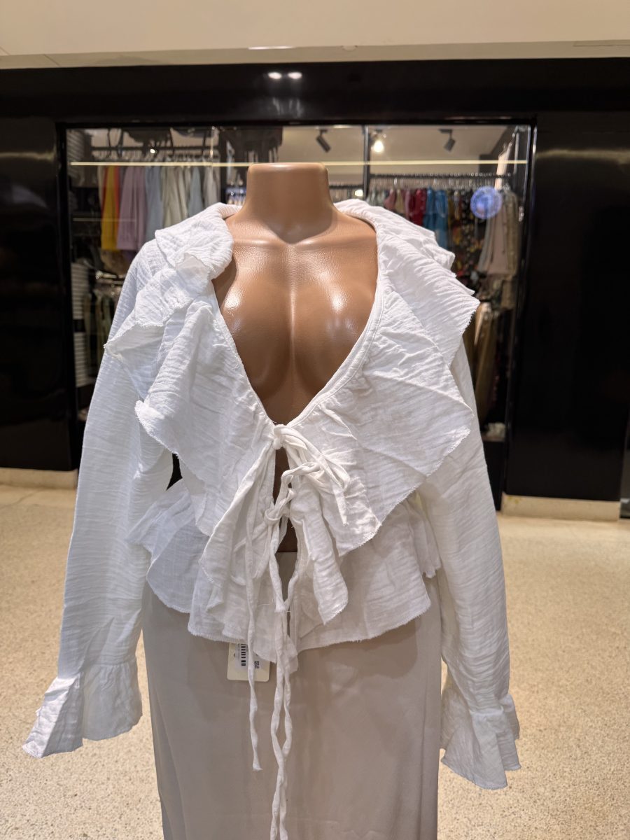 Ruffle Sleeve Tie-Front Top