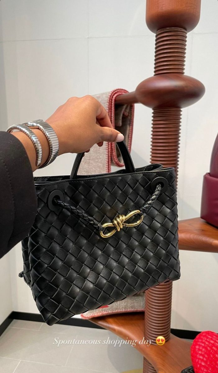 Woven Leather Tote with Bow Hardware