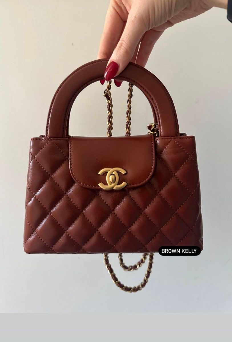 Channel Quilted Top Handle Bag with Chain Strap