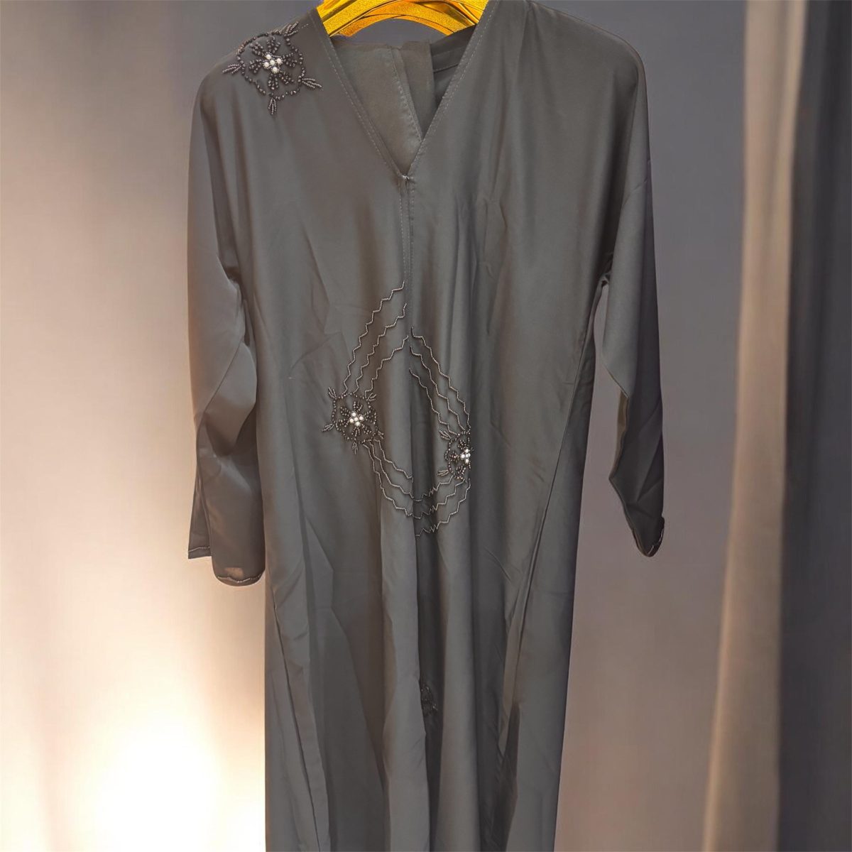 Beaded Floral Spray Abaya 